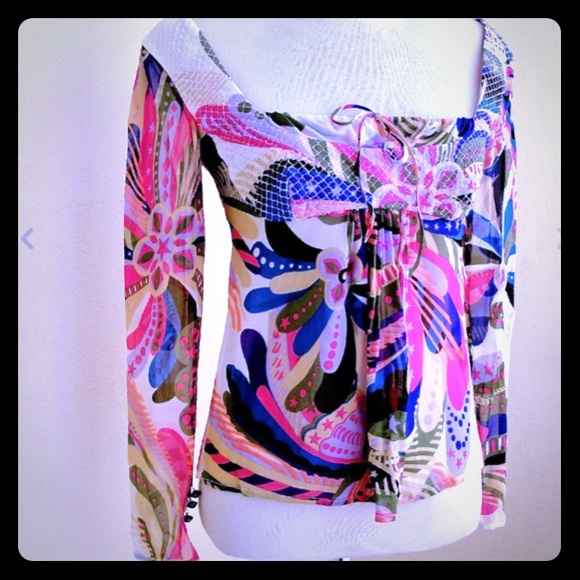 Vintage Gianni Versace ss 2002 Psychedelic runway blouse - Picture 2 of 6